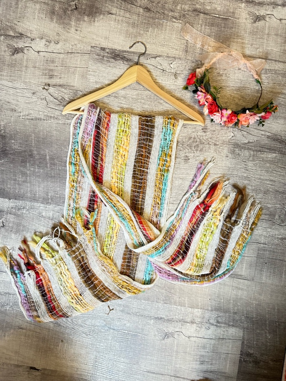 Handwoven Multi-Color Striped Scarf